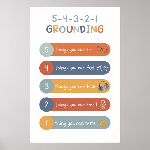 5_4_3_2_1 Grounding Technique Boho Classroom Poster