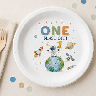 5 4 3 2 One Blast Off Birthday Paper Plates