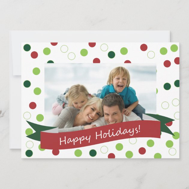 5.5 X 7.5 Photo Polka Dot Card With Happy Holidays