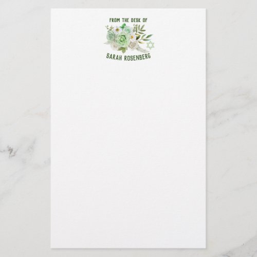55 x 85 Stationery Paper Green Roses