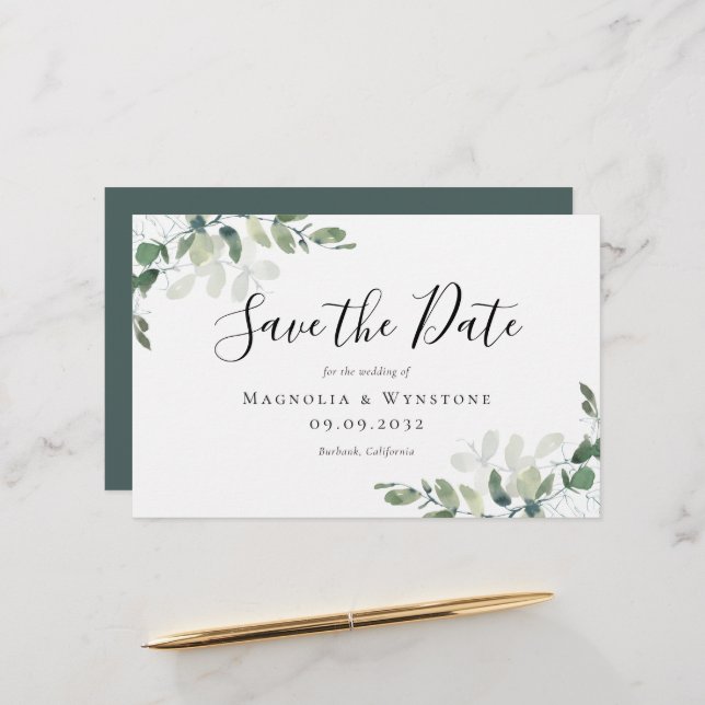 5.5x8.5 LINEN Eucalyptus Save The Date (Front/Back In Situ)