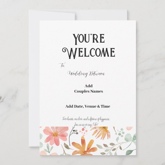 5" * 7" Wedding Invitation card (Back)