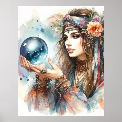 *~* 5  A100 Psychic Boho Gypsy Fortune Teller Poster