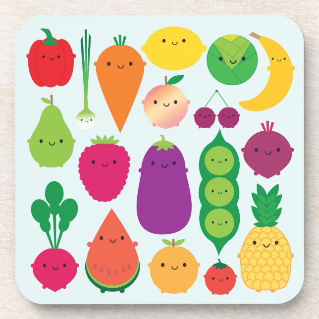 5 A Day Fruit & Vegetables Beverage Coaster (Front)