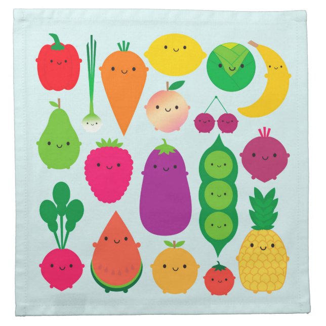 5 A Day Fruit & Vegetables Cloth Napkin (Front)