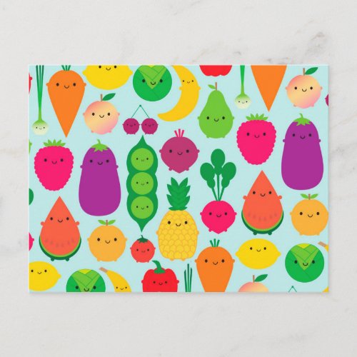 5 A Day Fruit  Vegetables Postcard