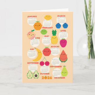 5 A Day Kawaii Fruits 2026 Calendar Card