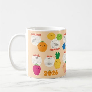 5 A Day Kawaii Fruits 2026 Calendar Coffee Mug