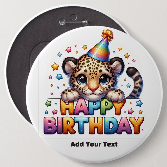 #5 Add Your Text /Happy Birthday  Button (Front & Back)