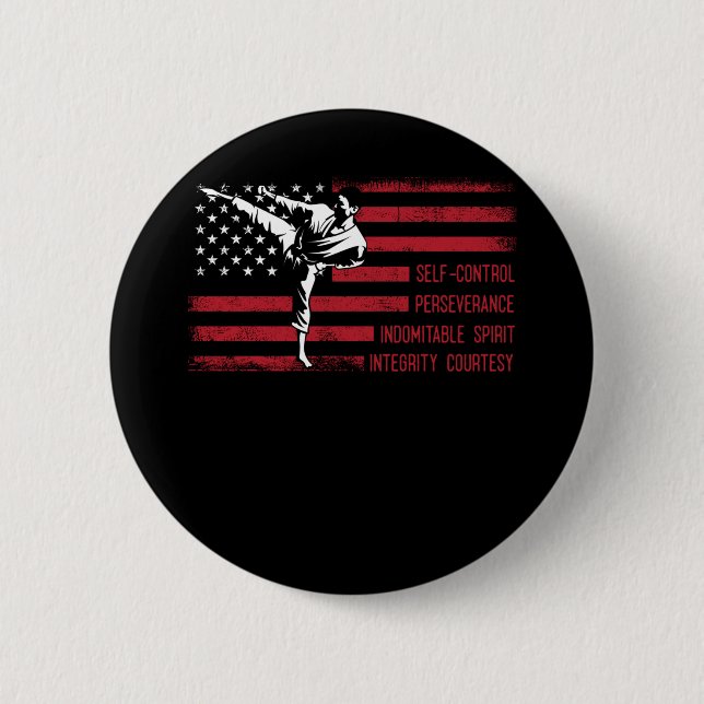5 American Taekwondo Fighting Tests Button (Front)