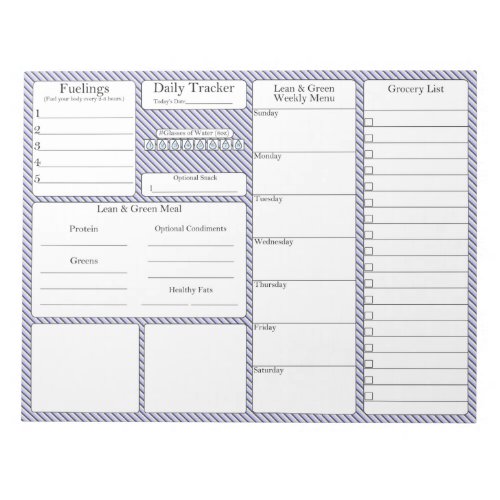 5 and 1 Food Tracker  Meal Planner  Grocery List Notepad