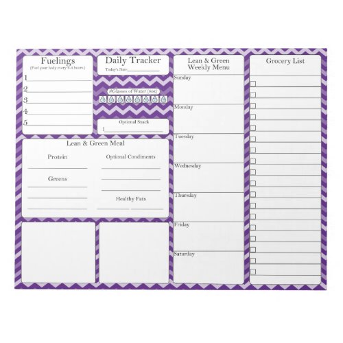 5 and 1  Menu Planner  Grocery List Notepad