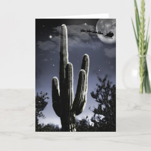 5 Armed Desert Saguaro in the Moonlight Holiday Card