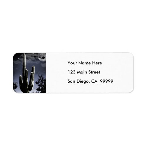 5 Armed Desert Saguaro in the Moonlight Label