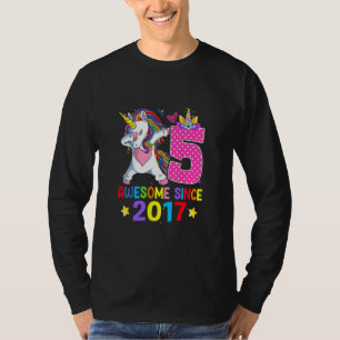 5 Awesome Since 2017 Dabbing Unicorn 5th Birthday T-Shirt