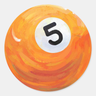 5 Ball Classic Round Sticker