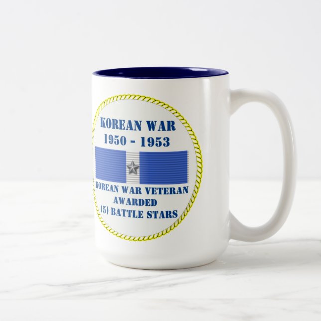 5 BATTLE STARS KOREAN WAR VETERAN Two-Tone COFFEE MUG (Right)