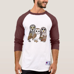 Five Birdorable Owls Men's Champion Raglan 3/4 Sleeve Shirt