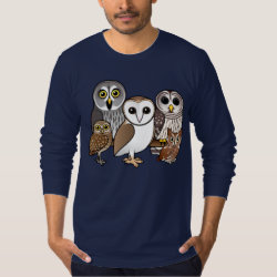Five Birdorable Owls Men's American Apparel Fine Jersey Long Sleeve T-Shirt