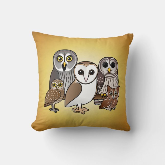 5 Birdorable Owls Throw Pillow (Front)