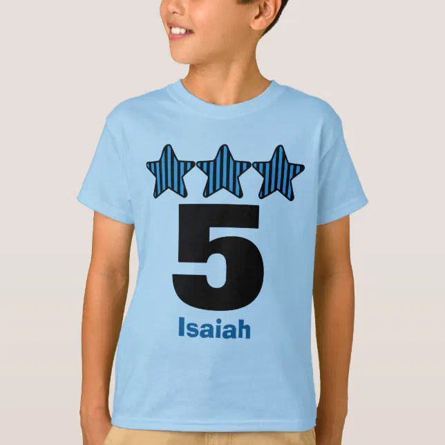 5 Birthday Boy Stars Big Number Custom Name V23 T-Shirt | Zazzle