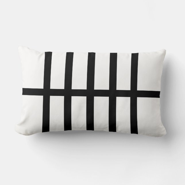 5 Bisected Black Lines Lumbar Pillow (Front)