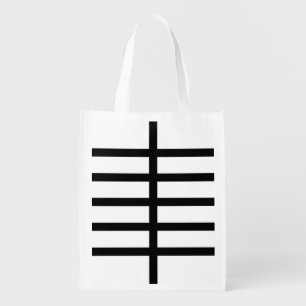5 Bisected Black Lines Reusable Grocery Bag