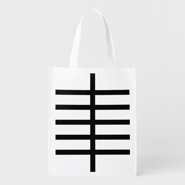 5 Bisected Black Lines Reusable Grocery Bag (Front)
