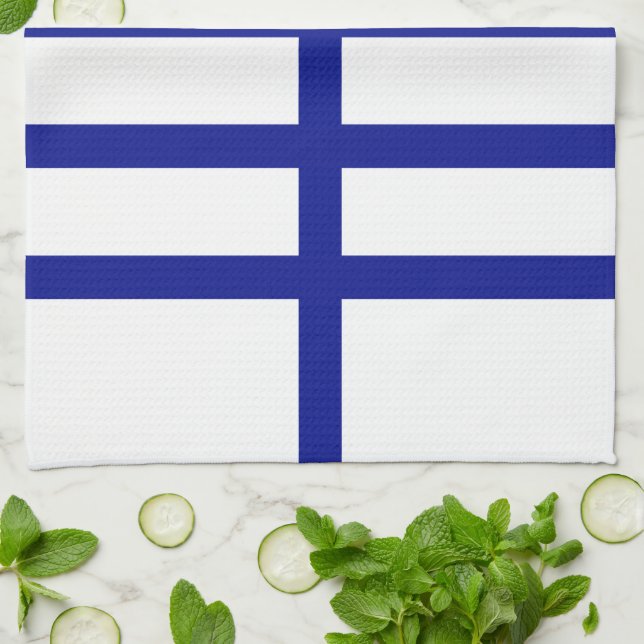 5 Bisected Blue Lines Kitchen Towel (Folded)