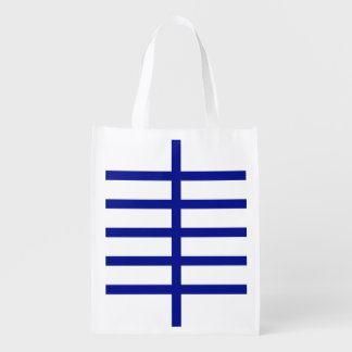 5 Bisected Blue Lines Reusable Grocery Bag