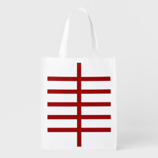5 Bisected Red Lines Grocery Bag