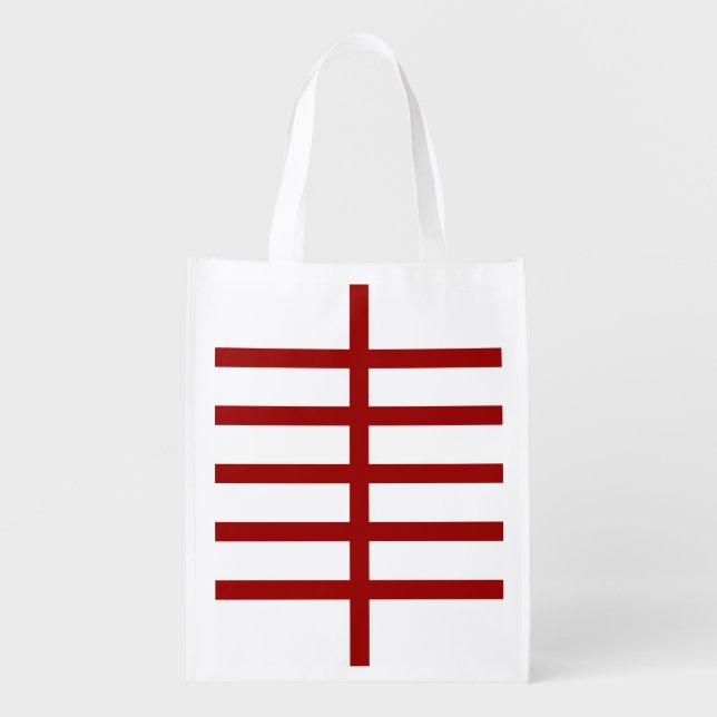 5 Bisected Red Lines Grocery Bag (Front)