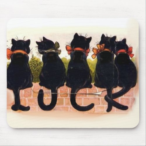 5 Black Cats Vintage Mouse Pad