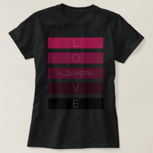5 Black Purple Gradient Stripes Customized Name T-Shirt