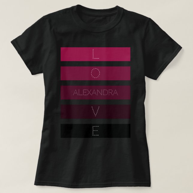 5 Black Purple Gradient Stripes Customized Name T-Shirt (Design Front)