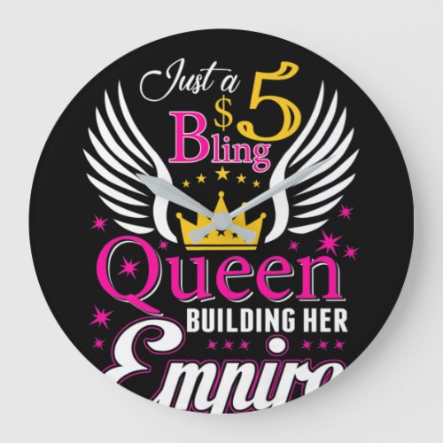 5 Bling Queen for women Ladies Paparazzi Large Clock