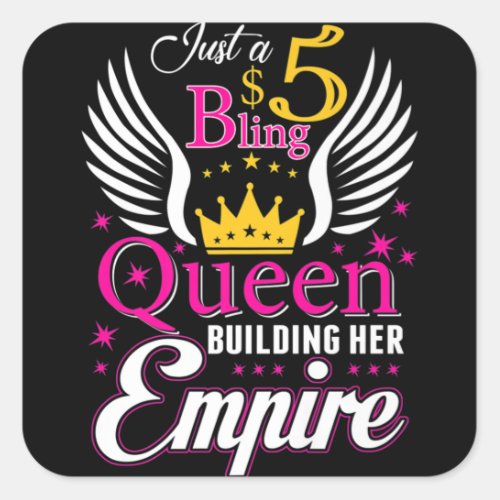 5 Bling Queen for women Ladies Paparazzi Square Sticker