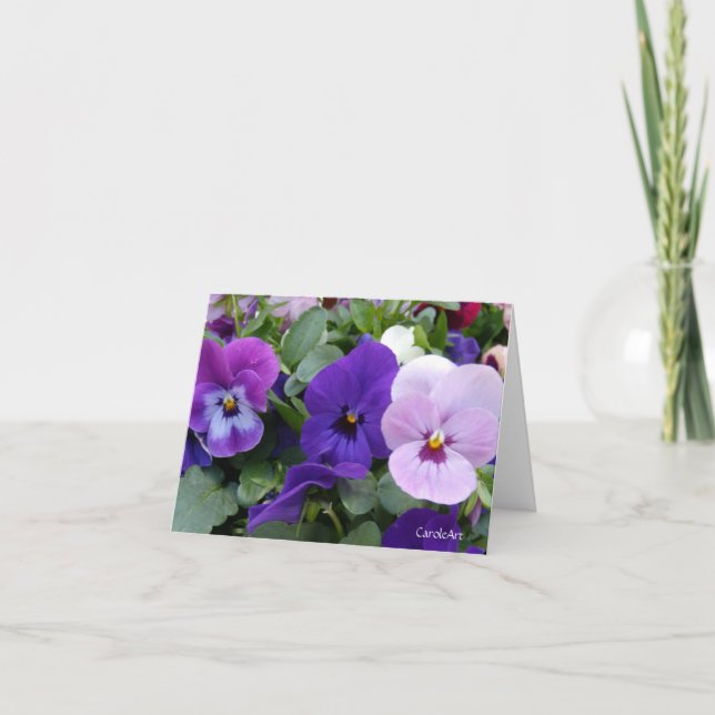 5 Blue Purple Lavender Pansies Card (Front)