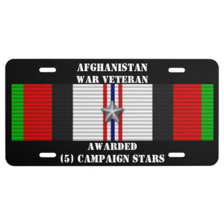 5 CAMPAIGN STARS AFGHANISTAN WAR VETERAN LICENSE PLATE