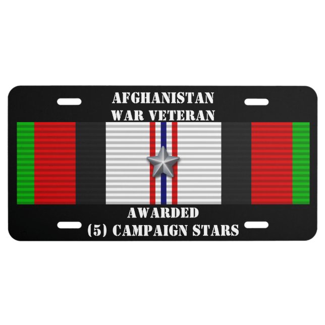 5 CAMPAIGN STARS AFGHANISTAN WAR VETERAN LICENSE PLATE (Front)
