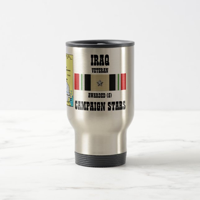 5 CAMPAIGN STARS IRAQ VETERAN TRAVEL MUG (Center)
