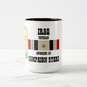 5 CAMPAIGN STARS IRAQ VETERAN Two-Tone COFFEE MUG