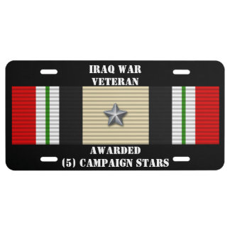 5 CAMPAIGN STARS IRAQ WAR VETERAN LICENSE PLATE