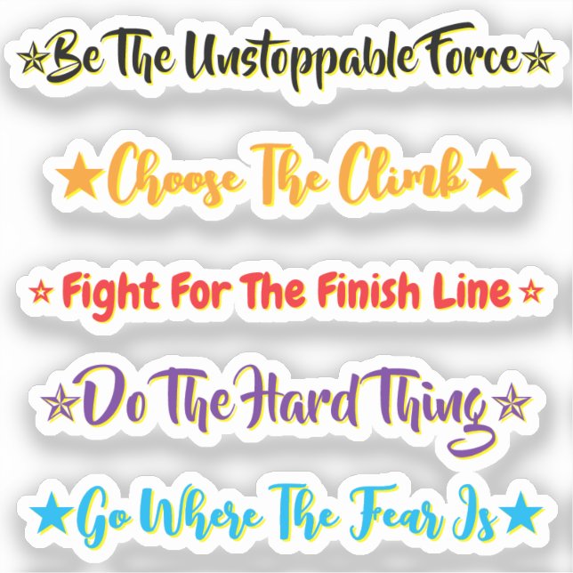 5 Challenge Quotes | Motivational & Inspirational Sticker (Front)