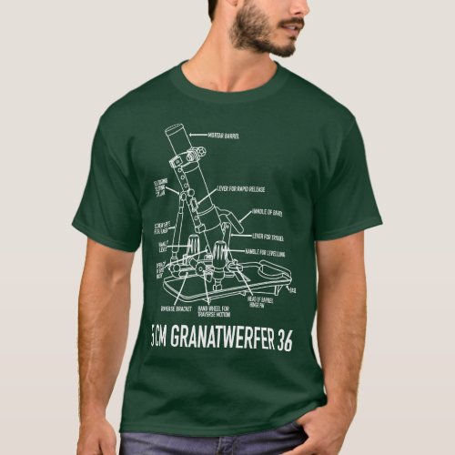 5 cm Granatwerfer 36 German WW2 50mm Mortar Bluepr T_Shirt