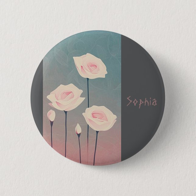 5 Cm Roses Round Badge, personalized Button (Front)