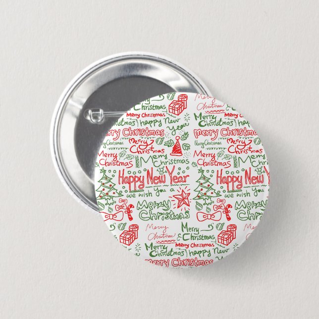 5 cm round sheet with Christmas design Button (Front & Back)