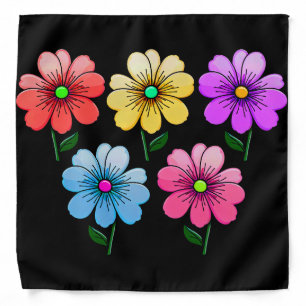 5 Color Flowers Design  Bandana