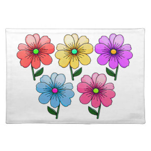 5 Color Flowers Design Cloth Placemat