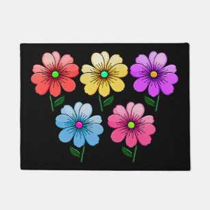 5 Color Flowers Design Doormat